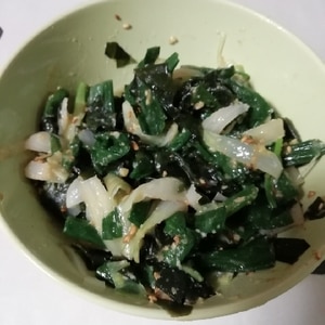 葉玉葱とエノキ茸、ワカメ☆ぬた